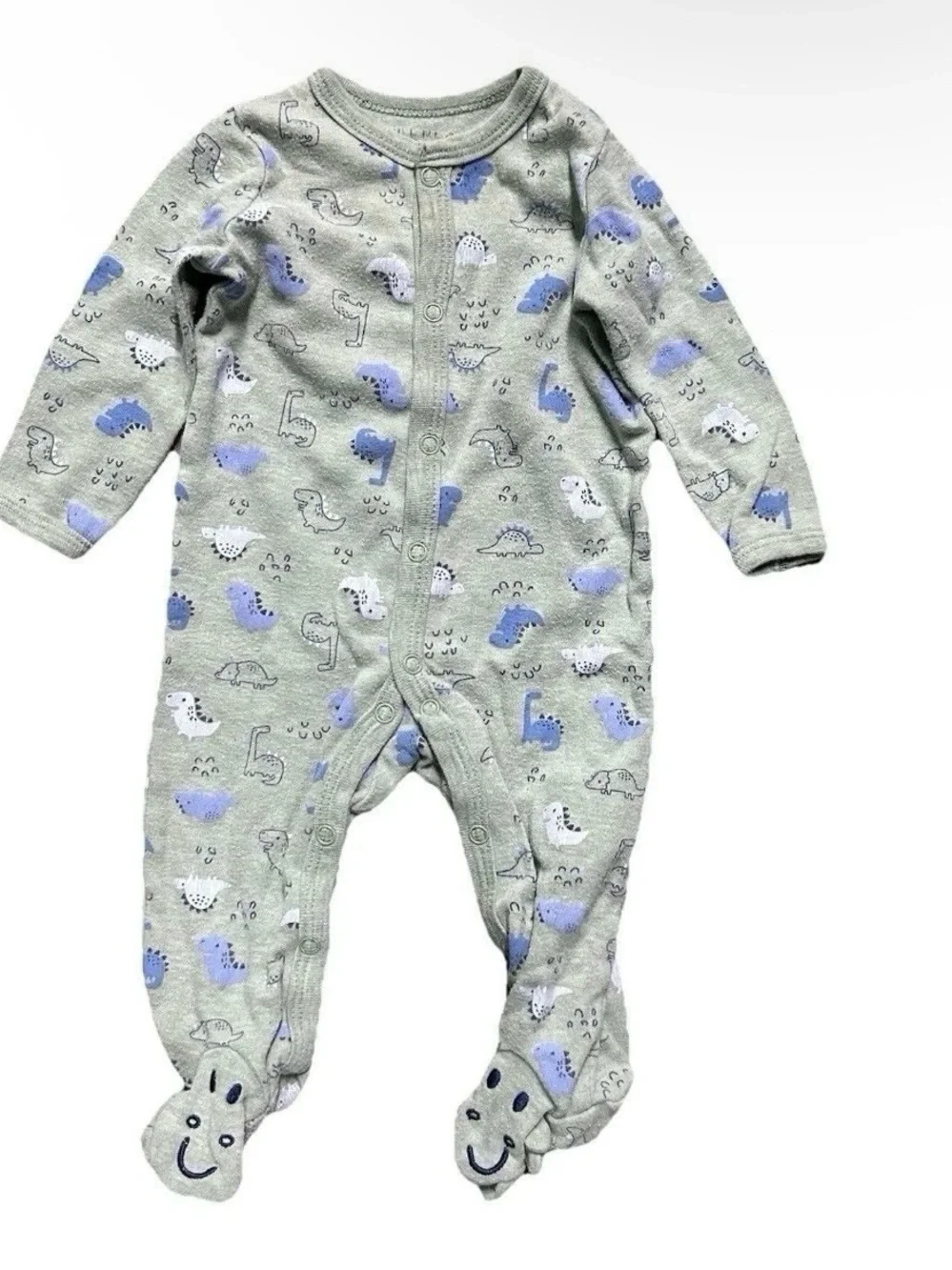 Baby Footie Pajamas Two Way Zipper Dinosaurs Animals Cookies Size 3-6 Months